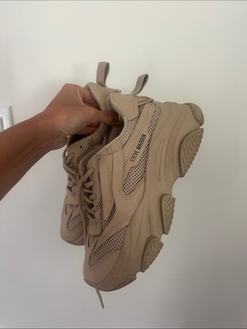 Steve Madden Neutral Tan Platform Sneakers